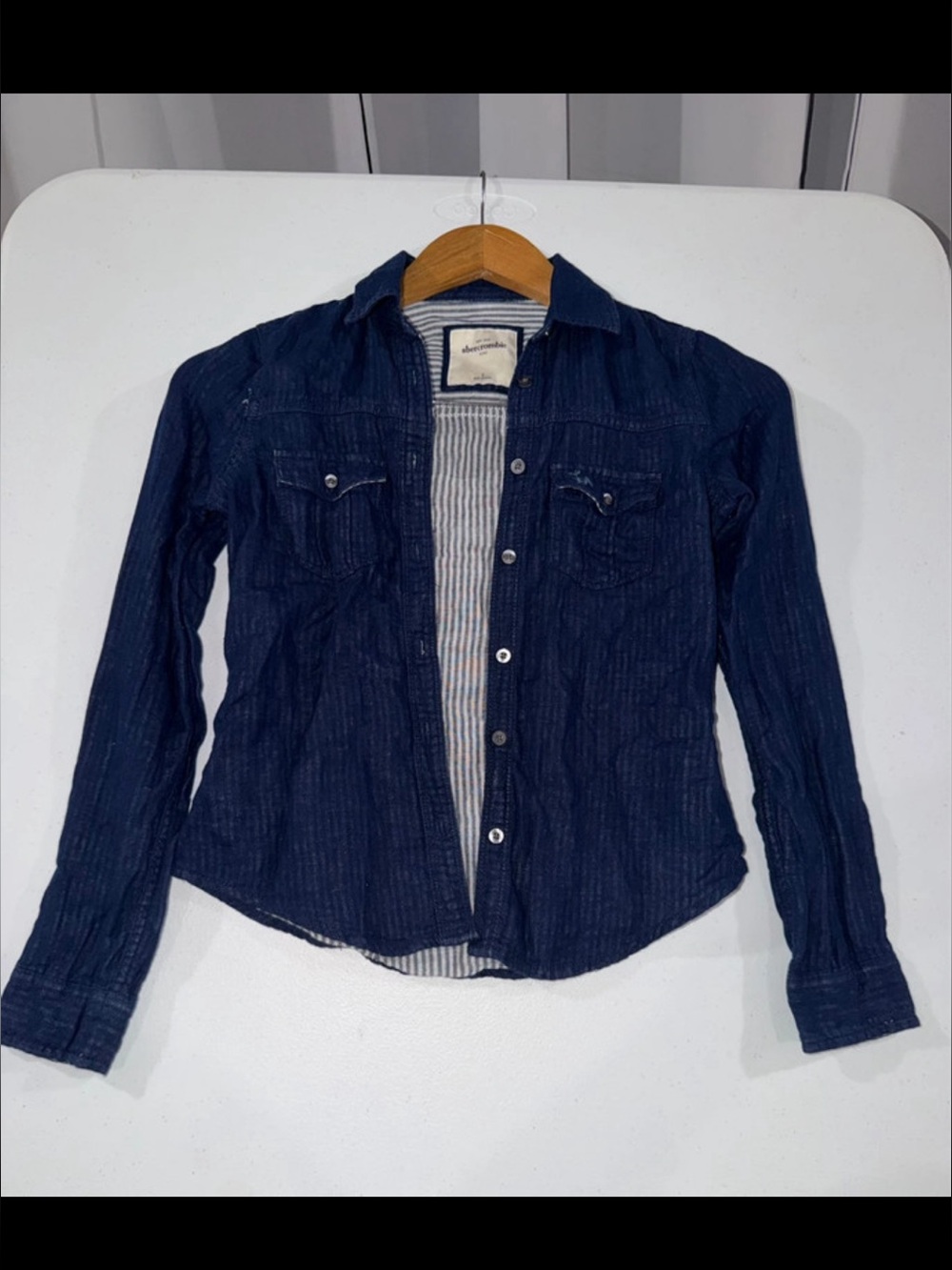 Abercrombie & Fitch Navy Blue Denim Shirt Jacket